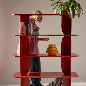 arden retro modern 5 tier bookshelf rounded shelves
