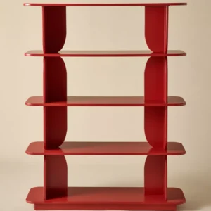 arden retro modern 5 tier bookshelf rounded shelves