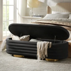 modern bedroom storage bench with gold legs stylish velvet upholstered bench with hidden storage