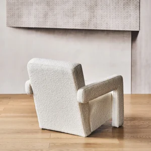 contemporary cream accent chair for living room sculptural cream boucle armchair modern design