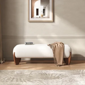 celeste white linen bedroom bench