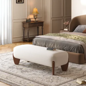 celeste white linen bedroom bench