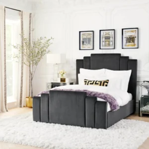 valencia velvet channel tufted bed queen